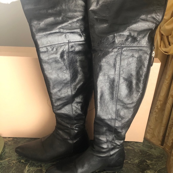 Prada Black Leather Zip Over-the-Knee Boots39(9)